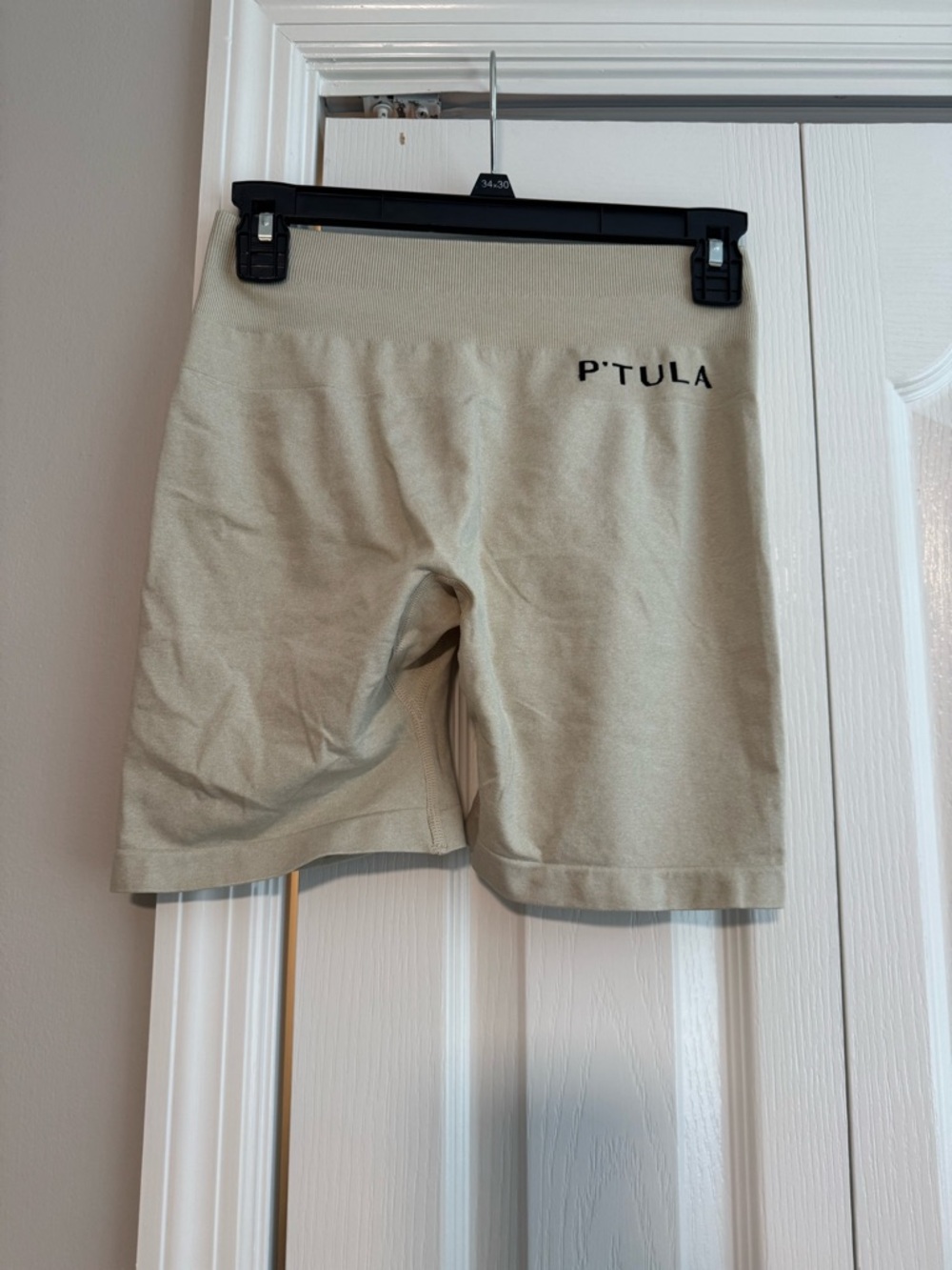 P'tula Light Beige High-Rise Biker Shorts